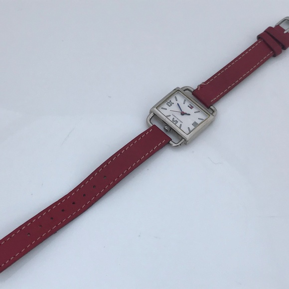 Tommy Hilfiger Women Watch Red Leather Band Silver - Picture 8 of 8